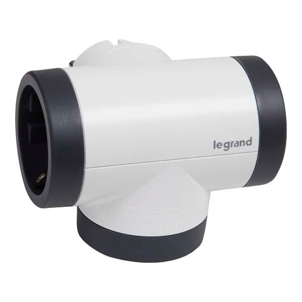 Adaptor priza LEGRAND L694522, 2 prize, 2 x USB, alb-gri inchis WALTI