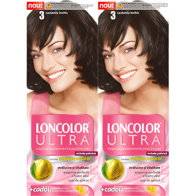 LONCOLOR ULTRA Vopsea de Par Nuanta 3 Castaniu Inchis 2 x 100 ml - WALTI WALTI