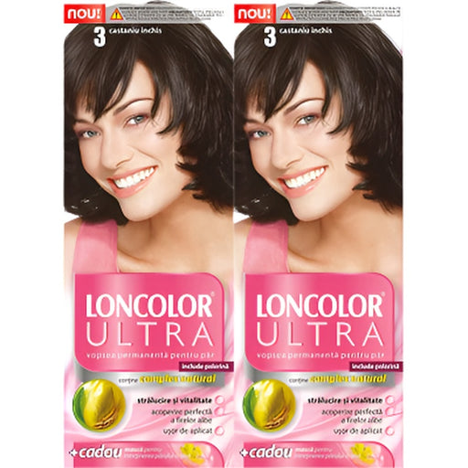LONCOLOR ULTRA Vopsea de Par Nuanta 3 Castaniu Inchis 2 x 100 ml - WALTI WALTI