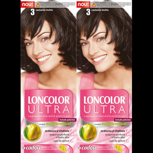 LONCOLOR ULTRA Vopsea de Par Nuanta 3 Castaniu Inchis 2 x 100 ml - WALTI WALTI