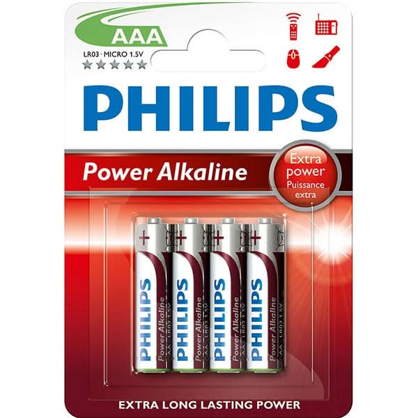 Baterie alcalina PHILIPS LR03, AAA, 4 bucati WALTI