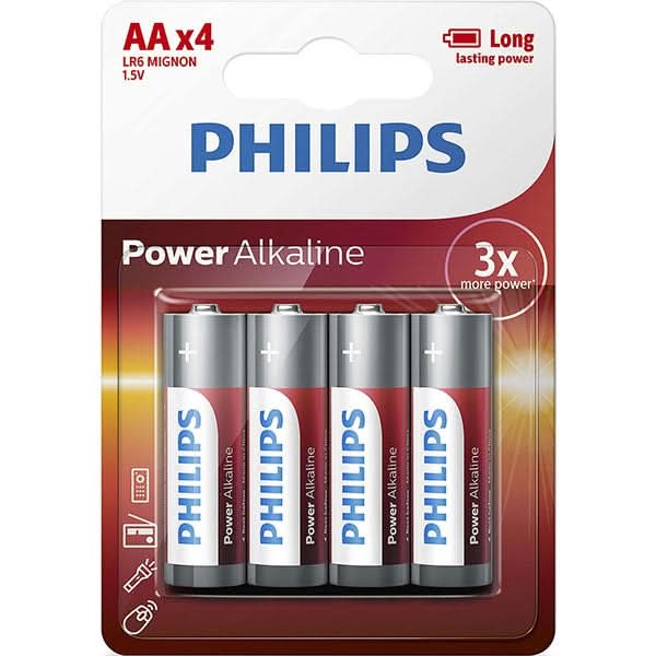 Baterie alcalina PHILIPS LR6, AA, 4 bucati WALTI