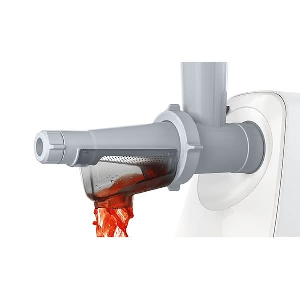 Masina de tocat carne BOSCH SmartPower MFW2515W, 1.7kg/min, 1500W, accesoriu carnati/suc de rosii, alb-gri WALTI