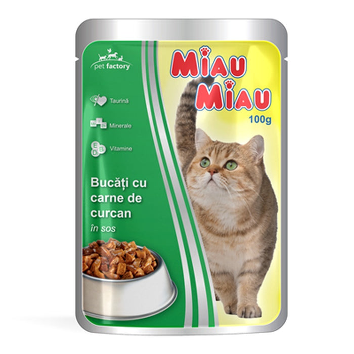 MIAU MIAU Hrana pentru Pisici cu Curcan in Sos 100 g - WALTI WALTI
