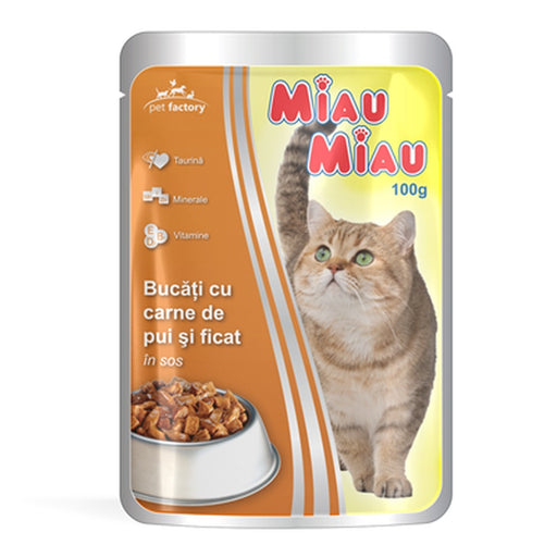 MIAU MIAU Hrana pentru Pisici cu Pui si Ficat in Sos 100 g - WALTI WALTI