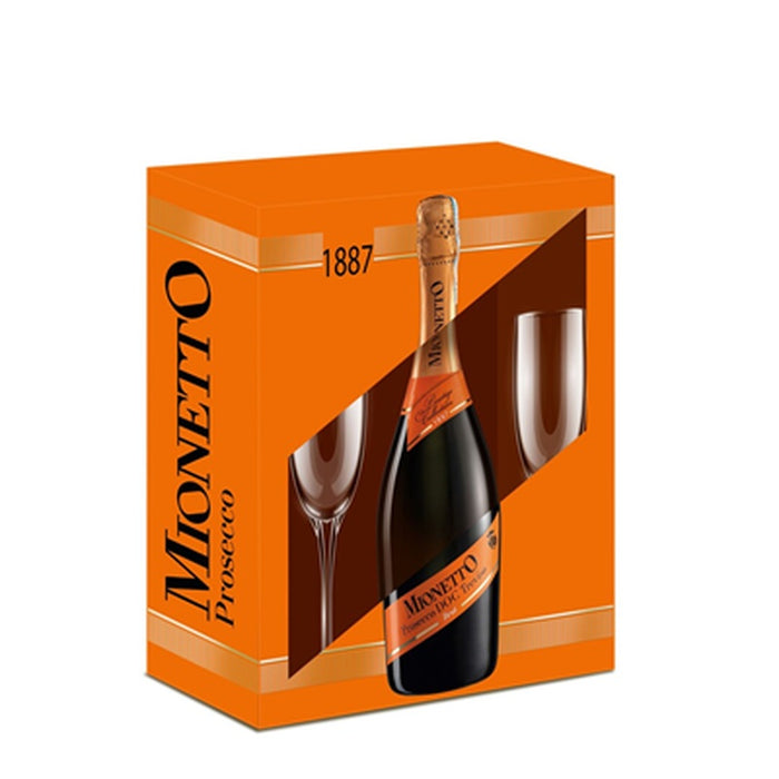MIONETTO Prosecco Pachet cu 2 Pahare SGR 0,75 L - WALTI WALTI