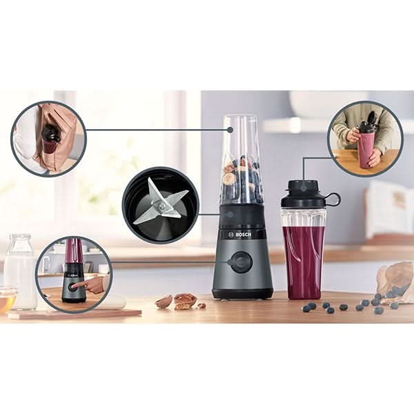 Mini blender BOSCH VitaPower MMB2111S, 0.65l, 450W, 1 treapta viteza, argintiu-negru WALTI