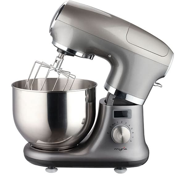 Mixer cu bol MYRIA MY4452, 5.5l, 1000W, 8 trepte viteza, argintiu-bej WALTI