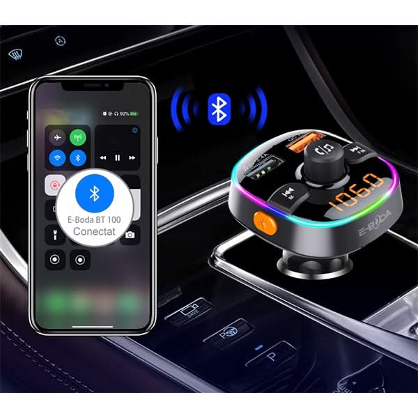 Modulator FM E-BODA BT 100, Bluetooth, USB, negru WALTI