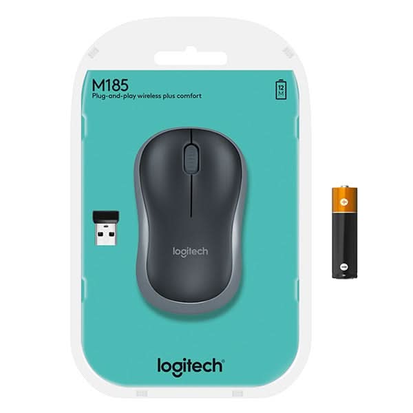 Mouse Wireless LOGITECH M185, 1000 dpi, gri WALTI