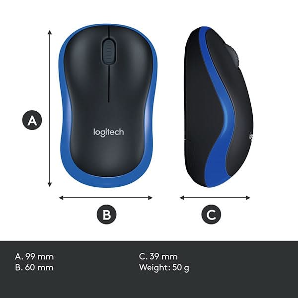 Mouse Wireless LOGITECH M185, 1000 dpi, albastru WALTI