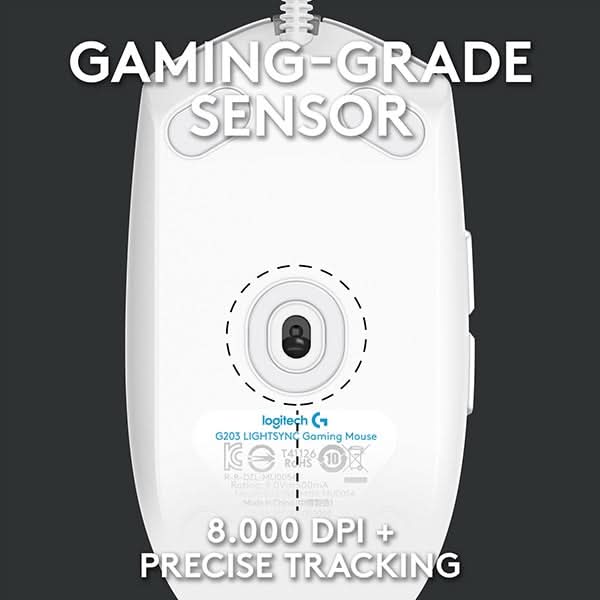 Mouse Gaming LOGITECH G102 LIGHTSYNC, 8000 dpi, alb WALTI