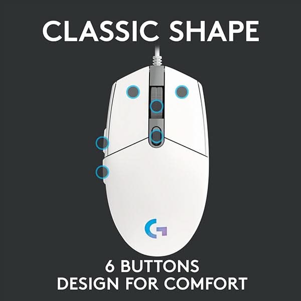 Mouse Gaming LOGITECH G102 LIGHTSYNC, 8000 dpi, alb WALTI