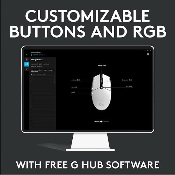 Mouse Gaming LOGITECH G102 LIGHTSYNC, 8000 dpi, alb WALTI
