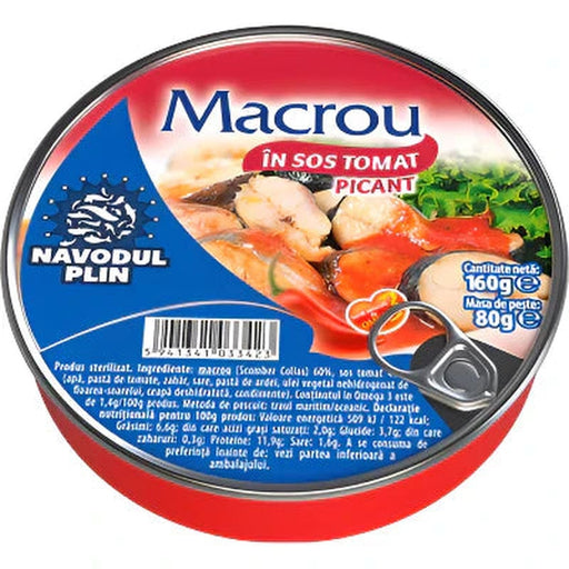 NAVODUL PLIN Macrou in Sos Tomat Picant 160 g - WALTI WALTI