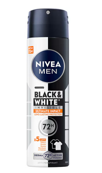 NIVEA Deodorant Spray Men Black & White Ultimate Impact 150 ml - WALTI WALTI