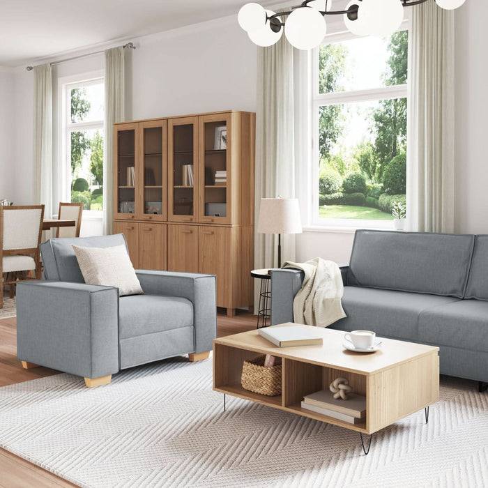 Set canapea, 3 piese, perne gri deschis, textil - WALTI WALTI