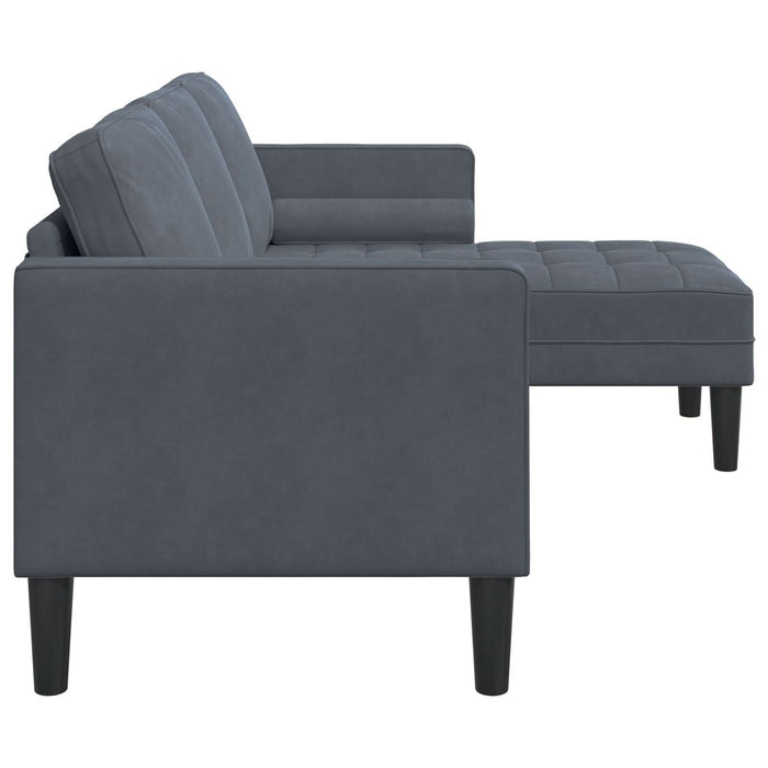 Canapea de grădină vidaXL cu bancă și perne în formă de L, catifea gri închis, Canapea cu 3 locuri vidaXL cu chaise în formă de L, 160 cm, catifea gri închis, Bancă vidaXL, 113 cm, catifea gri închis - WALTI WALTI