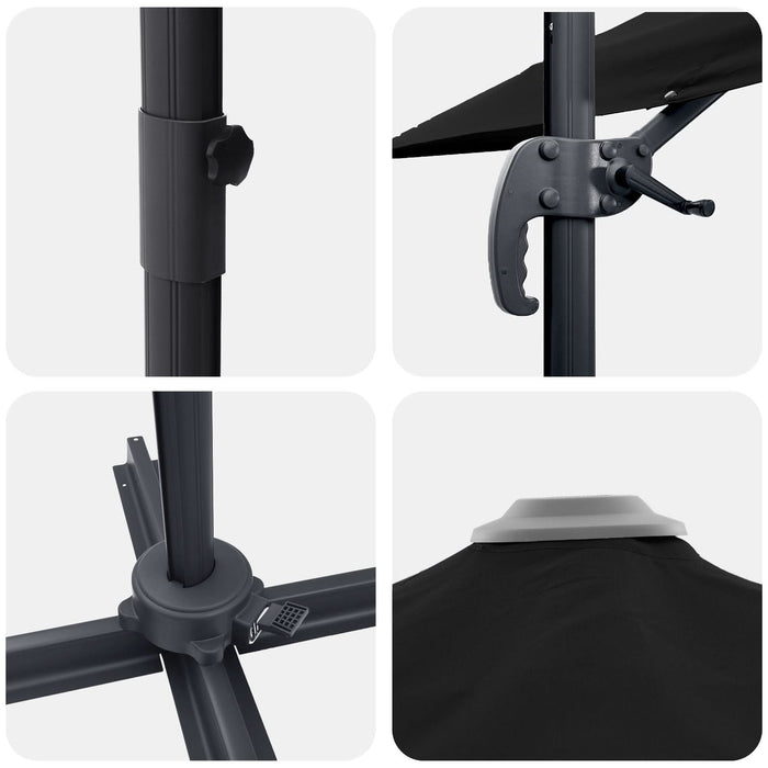 Umbrelă Cantilever Neagră Copertină din poliester cu cadru metalic - WALTI WALTI