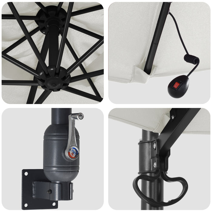 Umbrelă de Grădină Montată pe Perete cu LED-uri Bej 248 cm - WALTI WALTI