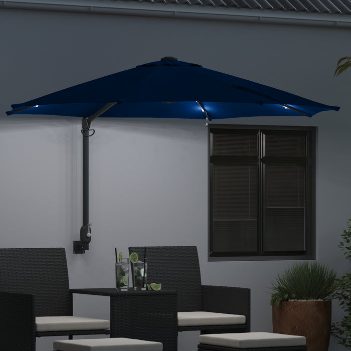 Parasol de grădină montat pe perete cu LED-uri Albastră Azurie 248 cm - WALTI WALTI