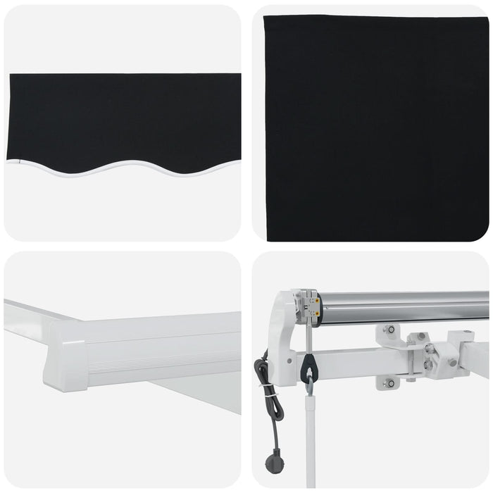 Marchiză retractabilă automată neagră 350x250 cm, vidaXL Material de înlocuire pentru marchiză de 3,5x2,5 m Cadru negru - WALTI WALTI