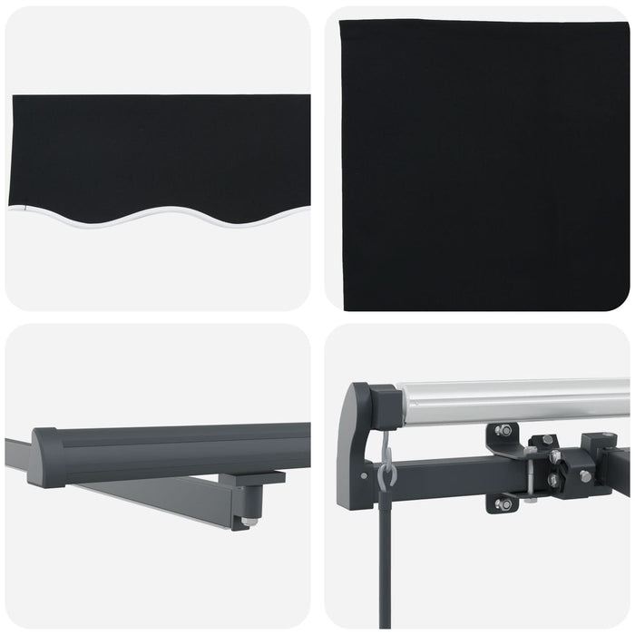 Marchiză Manuală Retractabilă cu LED Neagră 350x250 cm, vidaXL Material de Înlocuire pentru Marchiză 3,5x2,5 m Cadru Negru - WALTI WALTI