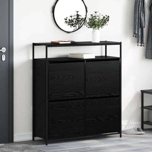 Cabinet pentru pantofi cu 4 sertare flip Black Oak 100x34x112 cm - WALTI WALTI