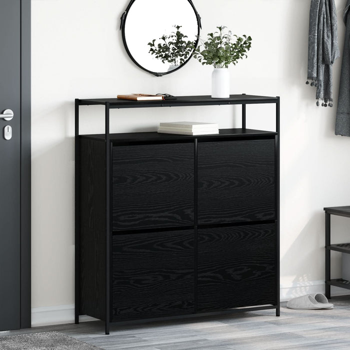 Cabinet pentru pantofi cu 4 sertare flip Black Oak 100x34x112 cm - WALTI WALTI
