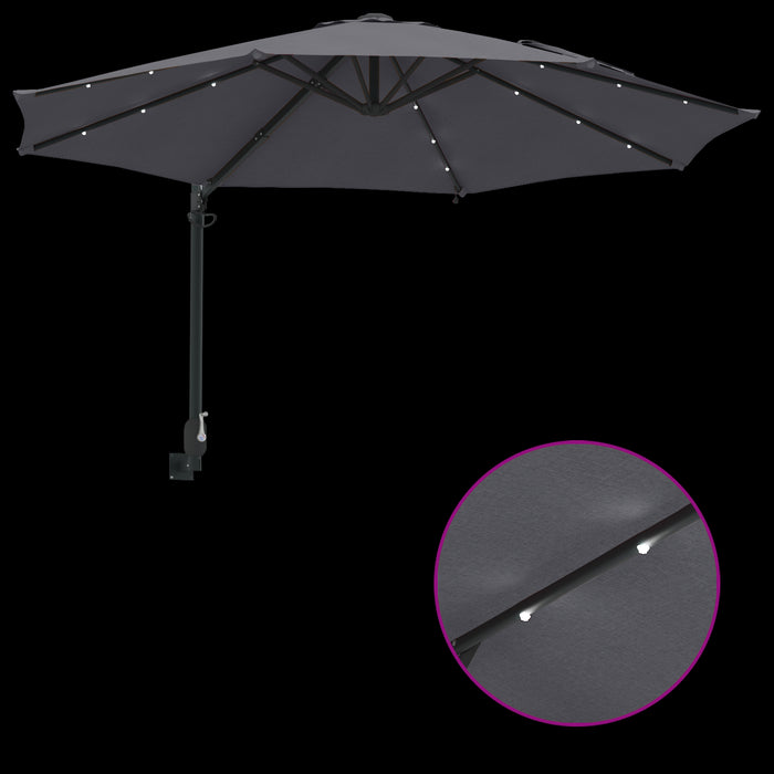 Umbrelă de Grădină Montată pe Perete cu LED-uri Antracit 248 cm - WALTI WALTI