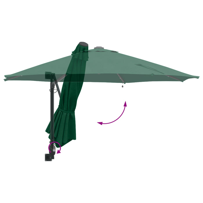 Umbrelă de Grădină Montată pe Perete cu LED-uri Verde 248 cm - WALTI WALTI