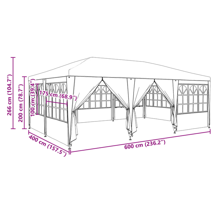 Cort de petrecere cu 10 pereți laterali Albastru 6x4 m PE - WALTI WALTI