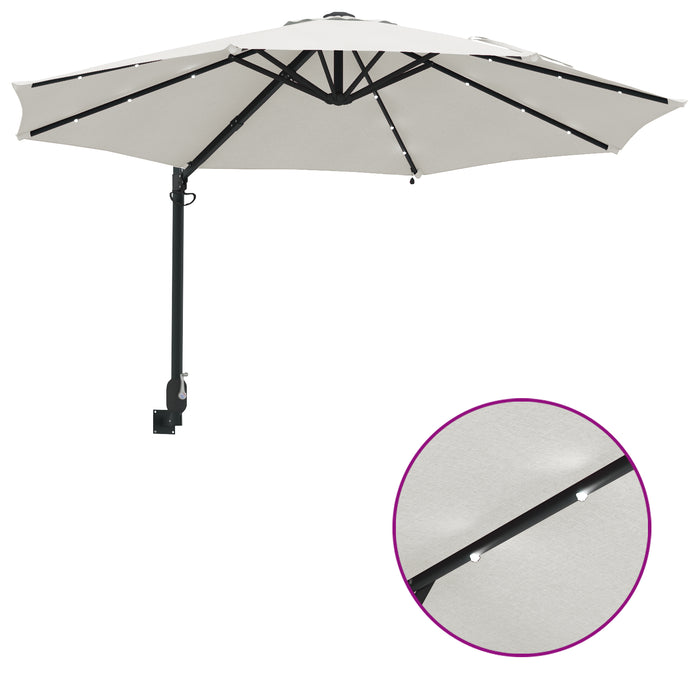 Umbrelă de Grădină Montată pe Perete cu LED-uri Bej 248 cm - WALTI WALTI