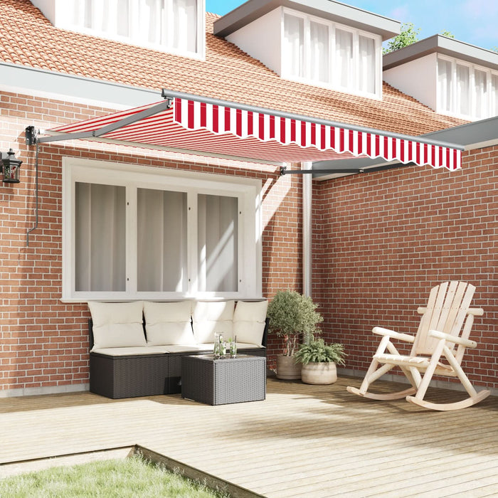 Markiză Retractabilă Automată Dungi Roșii și Albe 350x250 cm - WALTI WALTI