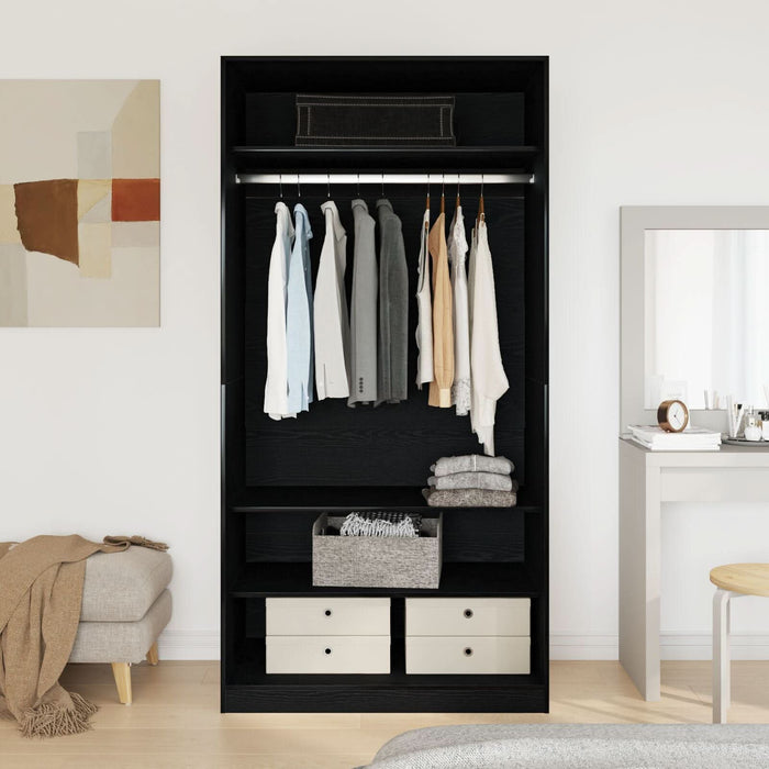 Dulap vidaXL negru, din stejar, 100x50x200 cm, din lemn prelucrat - WALTI WALTI