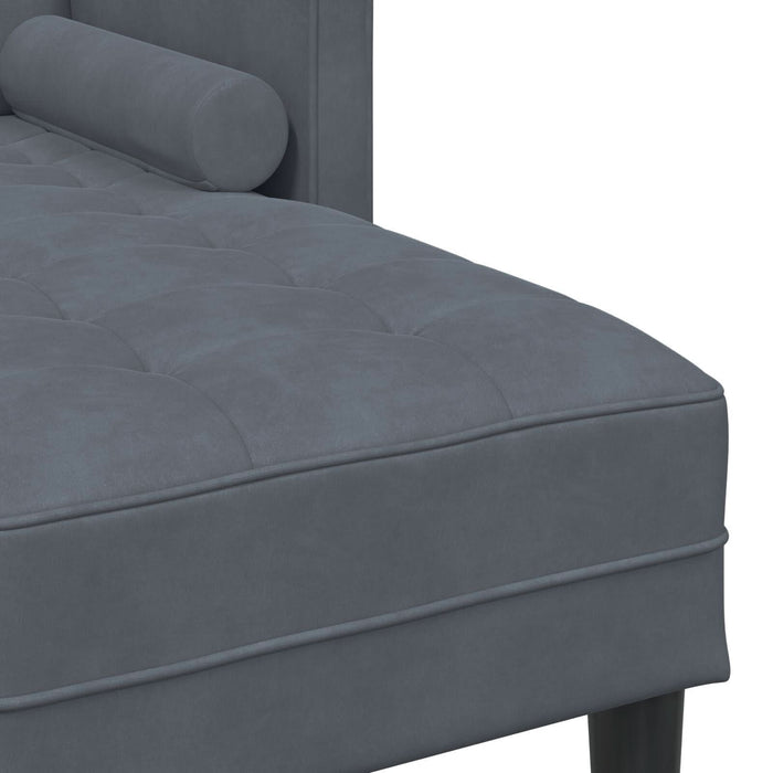 Canapea de grădină vidaXL cu bancă și perne în formă de L, catifea gri închis, Canapea cu 3 locuri vidaXL cu chaise în formă de L, 160 cm, catifea gri închis, Bancă vidaXL, 113 cm, catifea gri închis - WALTI WALTI
