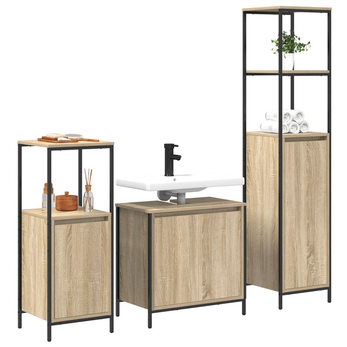 Set de Mobilier pentru Baie 3 Piese din Stejar Sonoma și Lemn Prelucrat - WALTI WALTI