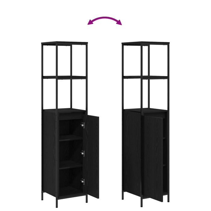 Set de mobilier pentru baie 2 piese vidaXL din lemn ingineresc, stejar negru - WALTI WALTI