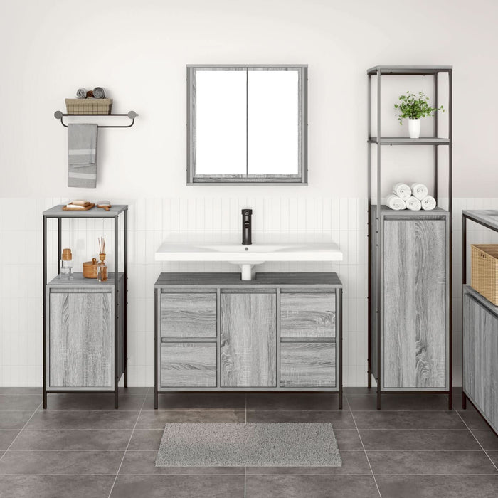Set mobilier baie 3 piese lemn prelucrat gri sonoma - WALTI WALTI