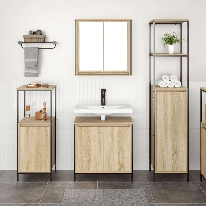 Set de Mobilier pentru Baie 3 Piese din Stejar Sonoma și Lemn Prelucrat - WALTI WALTI