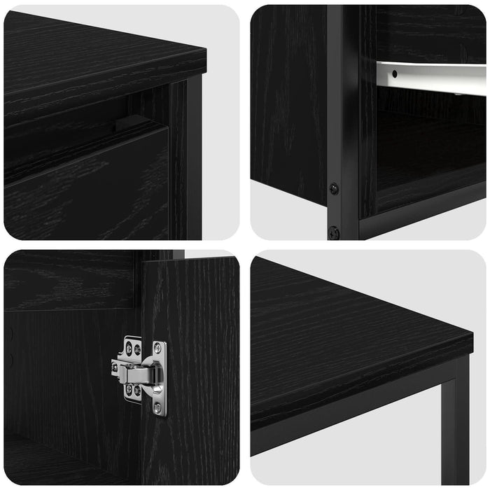 Set de mobilier pentru baie 2 piese vidaXL din lemn ingineresc, stejar negru - WALTI WALTI
