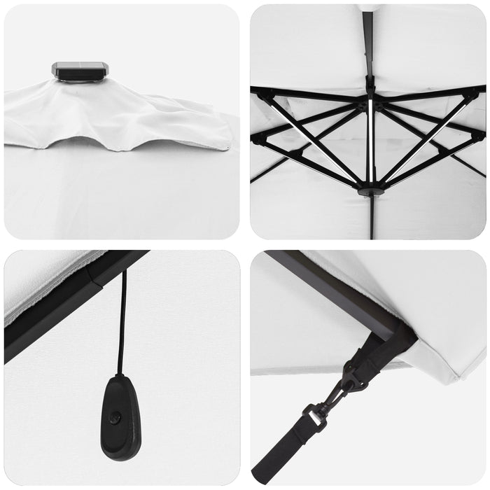 Umbrela cantilever cu LED-uri Bej 352x251x265 cm Aluminiu - WALTI WALTI