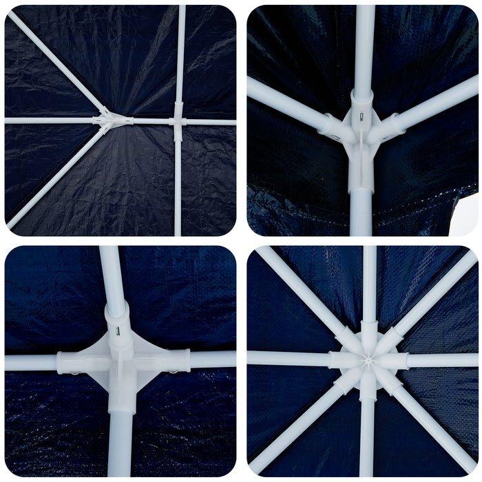 Cort de petrecere cu 8 pereți laterali Albastru 4x4 m PE - WALTI WALTI