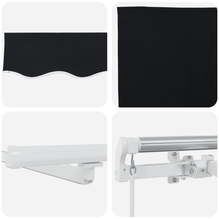 Marchiză manuală retractabilă cu LED neagră 300x250 cm, vidaXL Material de înlocuire pentru marchiză de 3x2.5 m cadru negru - WALTI WALTI