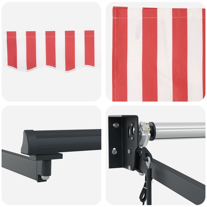 Markiză Retractabilă Automată Dungi Roșii și Albe 350x250 cm - WALTI WALTI