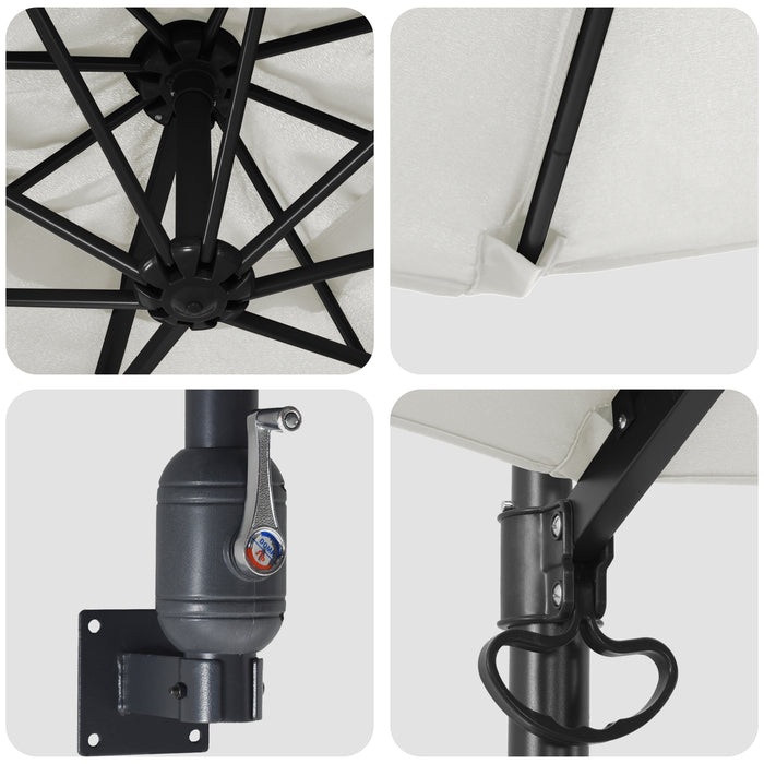 Umbrelă Cantilever Bej Poliester, Aluminiu Mare Pliabilă - WALTI WALTI