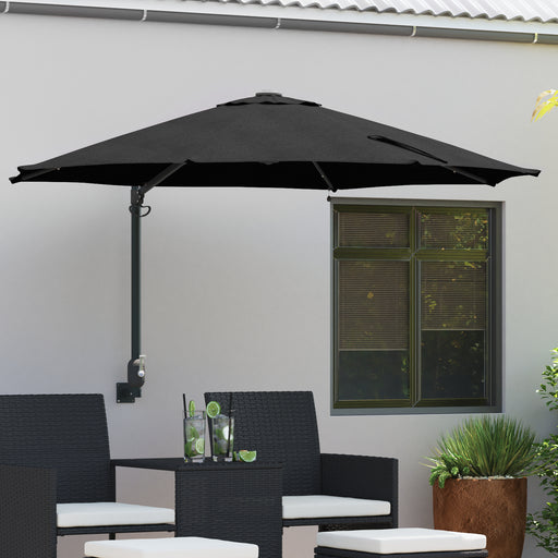 Parasol de Grădină Montat pe Perete cu LED-uri Negru 248 cm - WALTI WALTI
