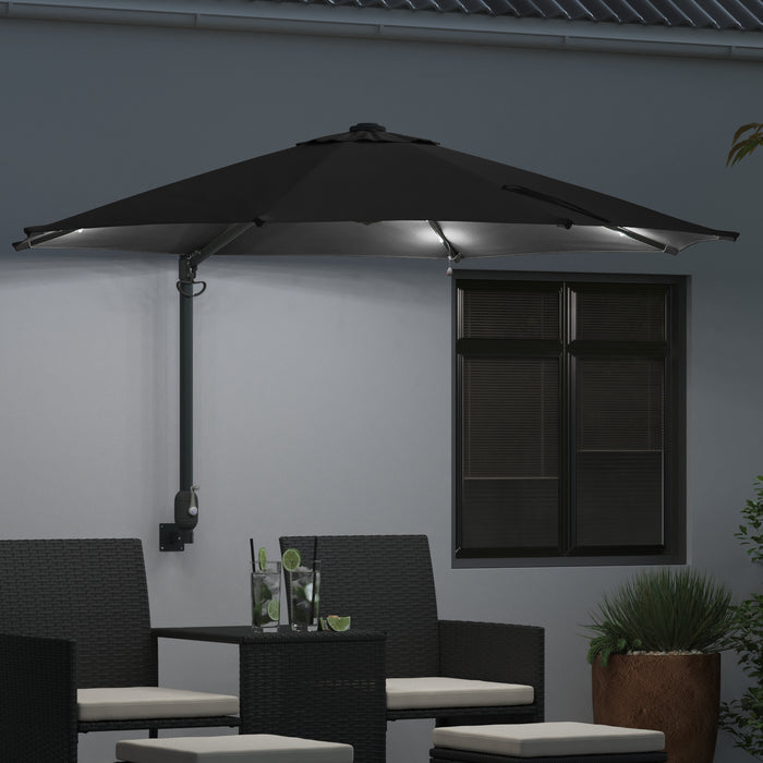 Parasol de Grădină Montat pe Perete cu LED-uri Negru 248 cm - WALTI WALTI