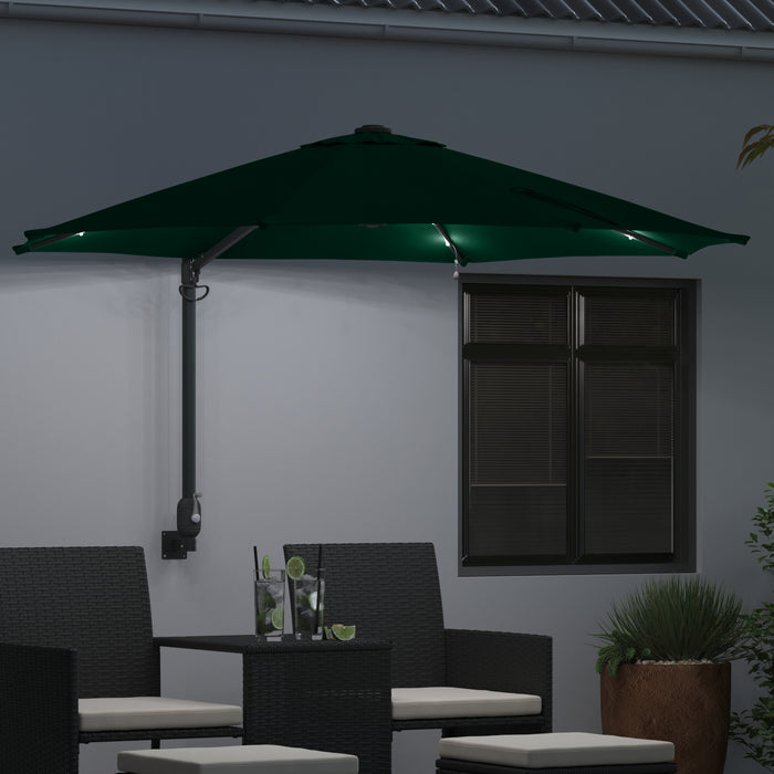 Umbrelă de Grădină Montată pe Perete cu LED-uri Verde 248 cm - WALTI WALTI