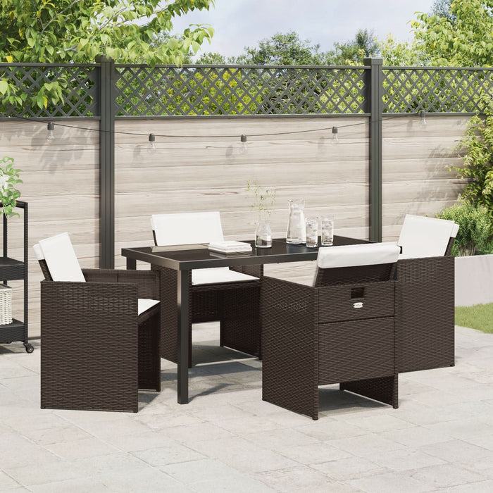 Set de masă pentru grădină cu perne - poliratan maro, vidaXL Masă de grădină neagră 140x80x73 cm - Sticlă securizată - WALTI WALTI